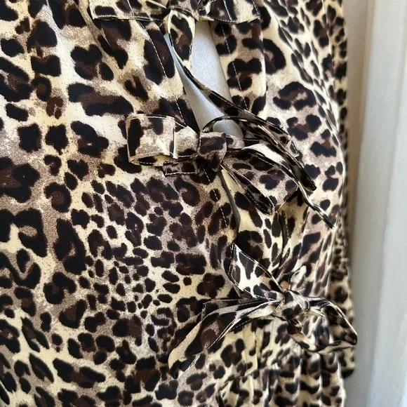 JODIFL gorgeous Bow Midi Dress Leopard Small~NWOT’S - Picture 3 of 12
